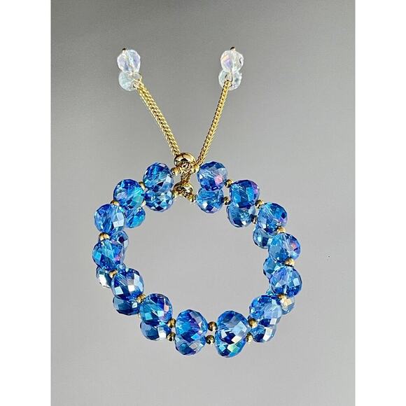 Deep Blue Swarovski Beaded Bracelet - Picture 3 of 16